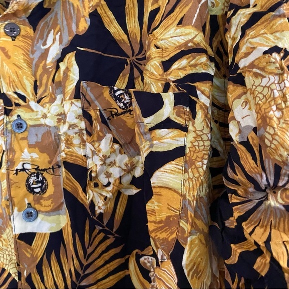 Panama Jack Shirt Mens X-Large Button Down Black-Gold Tropical Cocktails… - Picture 8 of 14